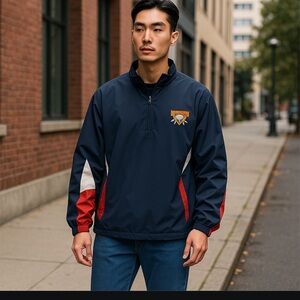 Cooperstown Mens Jacket Dreams Park Baseball Large Pullover 1/4 Zip Warm Up‎